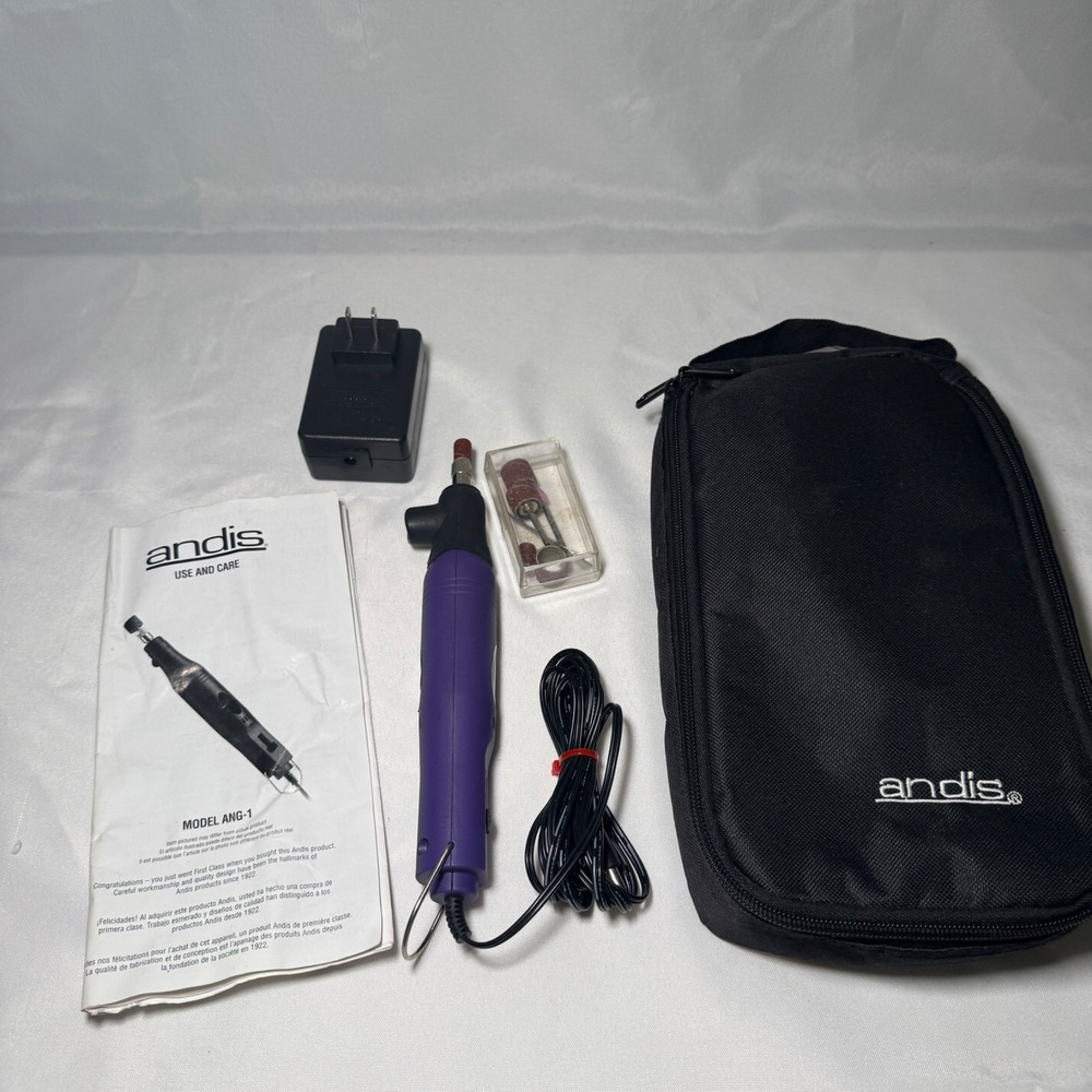 Andis ANG-1 Pet Nail Grinder Purple Corded Rotary Tool Kit w/ Case & Accessories
